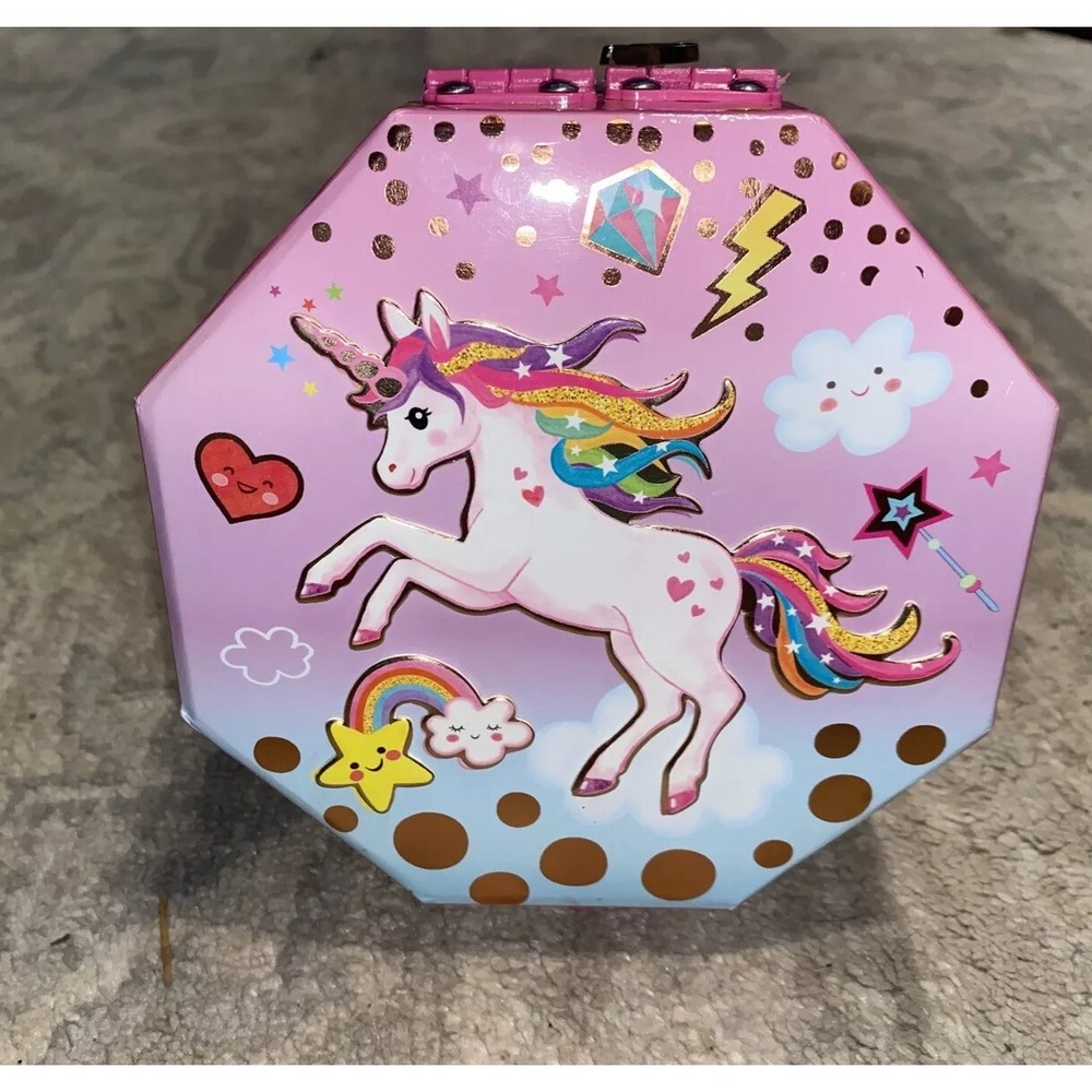 Pink Multi Girls Rainbow Unicorn Music‎ Jewel Storage Box
